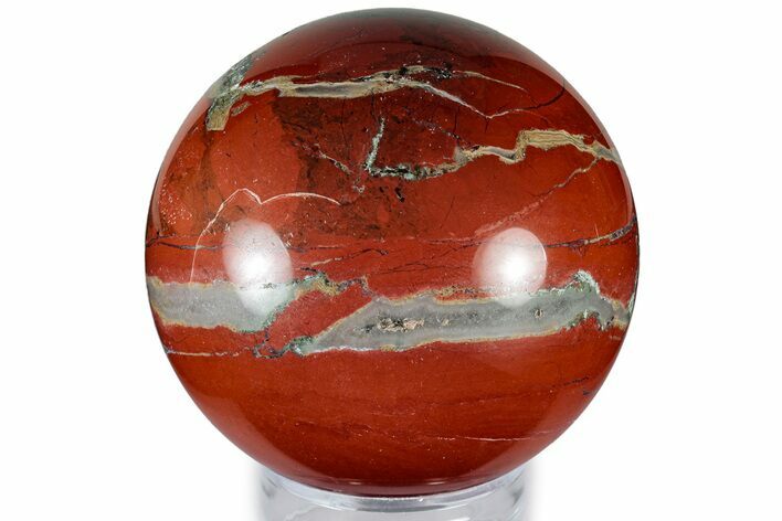 Polished Red Jasper Sphere with Agate Seams - South Africa #309168